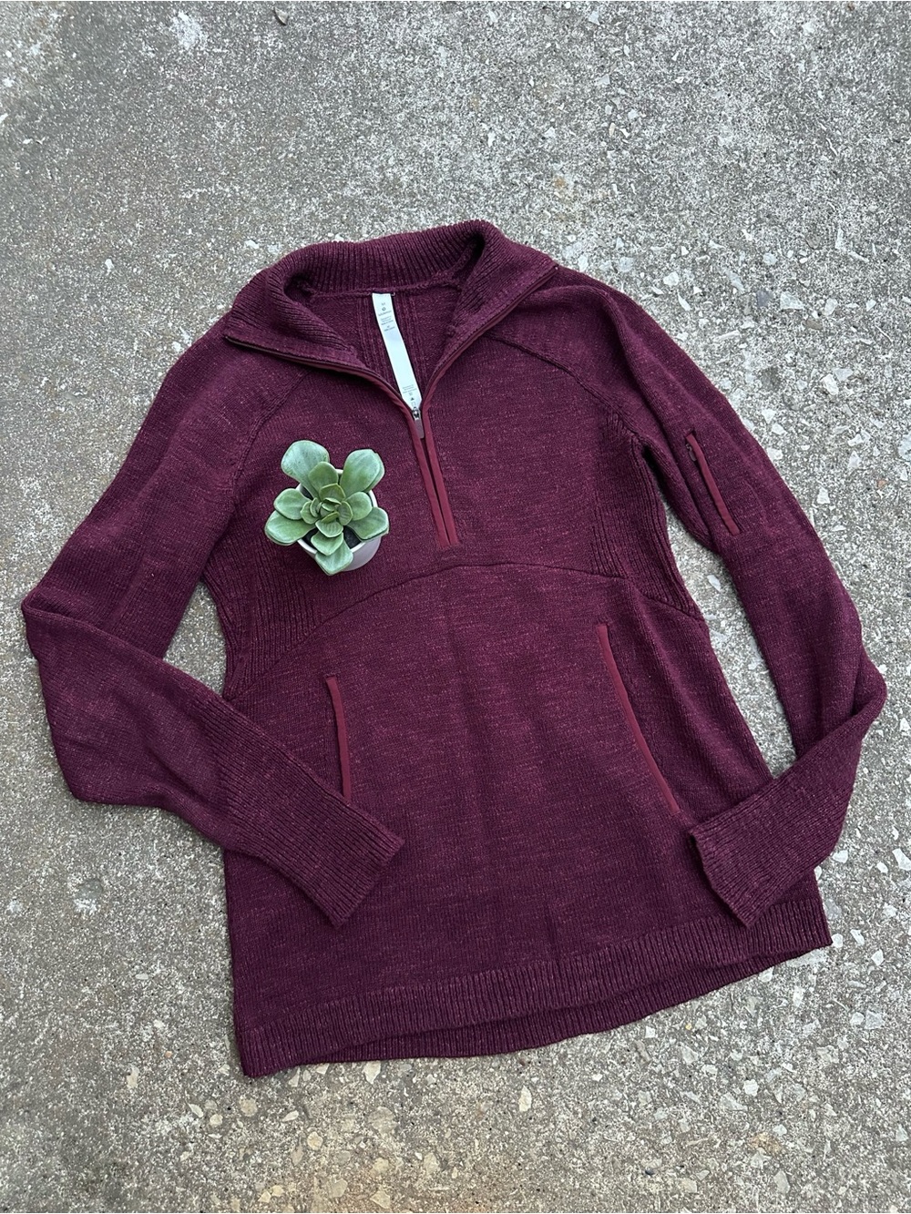 Lululemon | Summit Stride 1/2 Zip Heathered Maroon Burgundy Long Sleeve Sweater